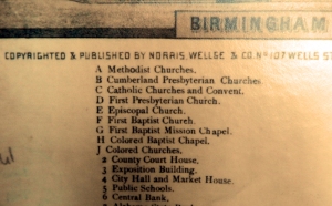 Part of the Birmingham City View legend - Churches